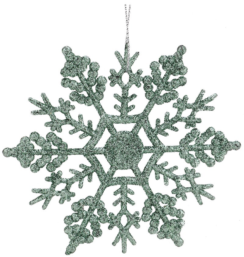 Christmas ConceptsÂ® Pack of 12-10cm Glitter Snowflake Hanging Decorations - Christmas Decorations (Mint Green) - Image 5